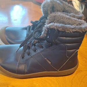 stylish blue Faux Leather Ankle Boots